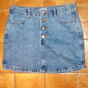 GARAGE Button fly Denim mini skirt size L